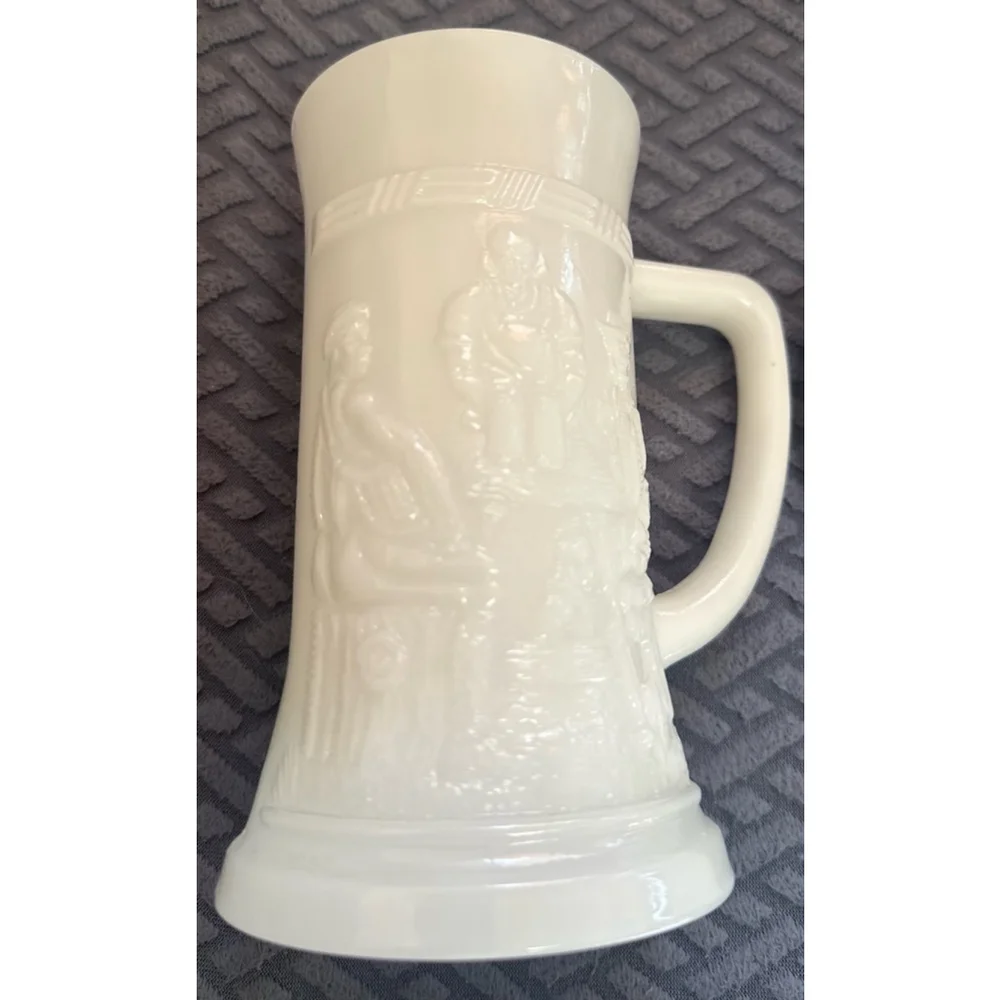 1950's Vintage Collector's Milk Glass Beer/Hot Mugs - Set of 2